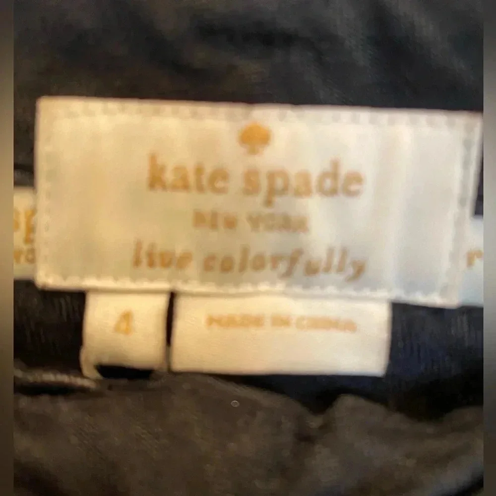 KATE SPADE NY Avery Crop Dress Career Trouser Pants Black Polka Dot Womens 4 NEW